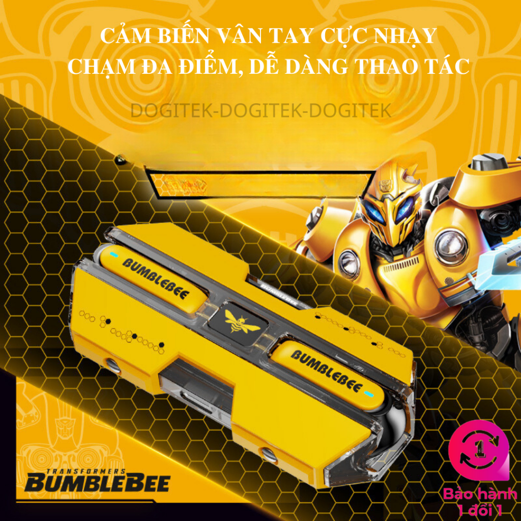 Tai nghe bluetooth T-01 của Dogitek thiết kế thời trang,Bumblebee cực đỉnh, chuyên gaming, độ trễ âm thấp