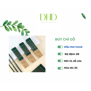 Bút chì chuốt 2b thân xanh/ bút chì học sinh vẽ và viết bút chì gỗ