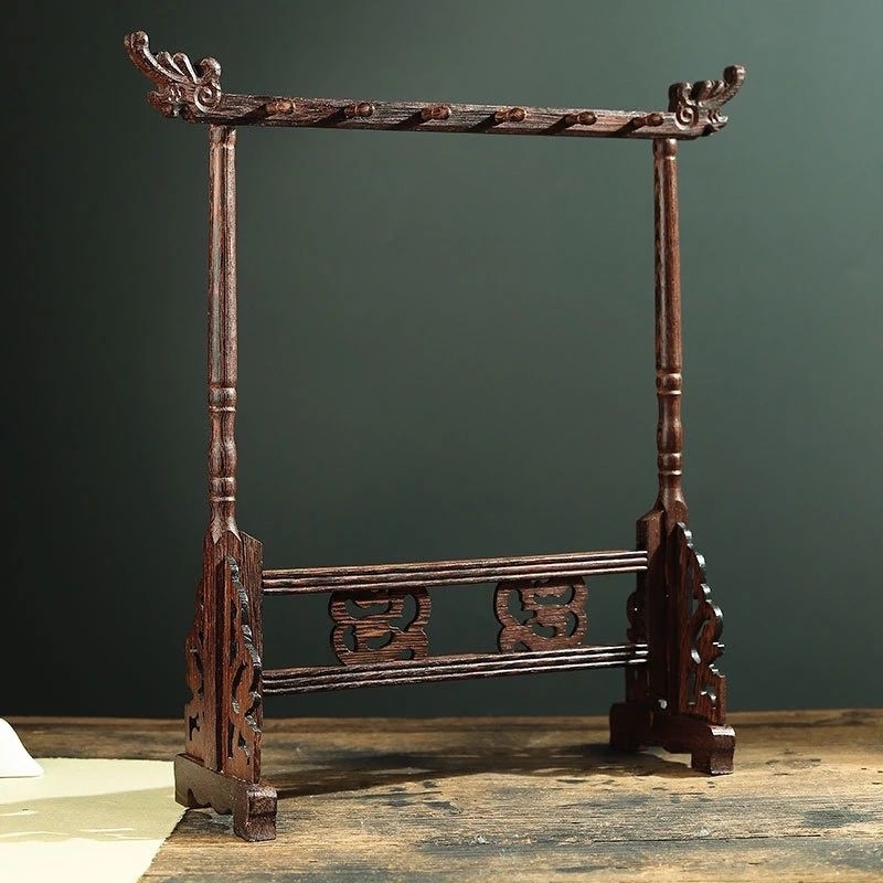 Giá treo bút lông bằng gỗ Hoàng Dương, phong cách cổ xưa, đẹp