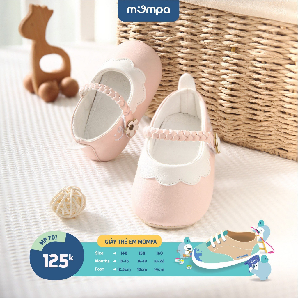 Giày xăng đan đế mềm tập đi cho bé gái Mompa 13 đến 22 tháng vải da mềm thấm hút mồ hôi 701