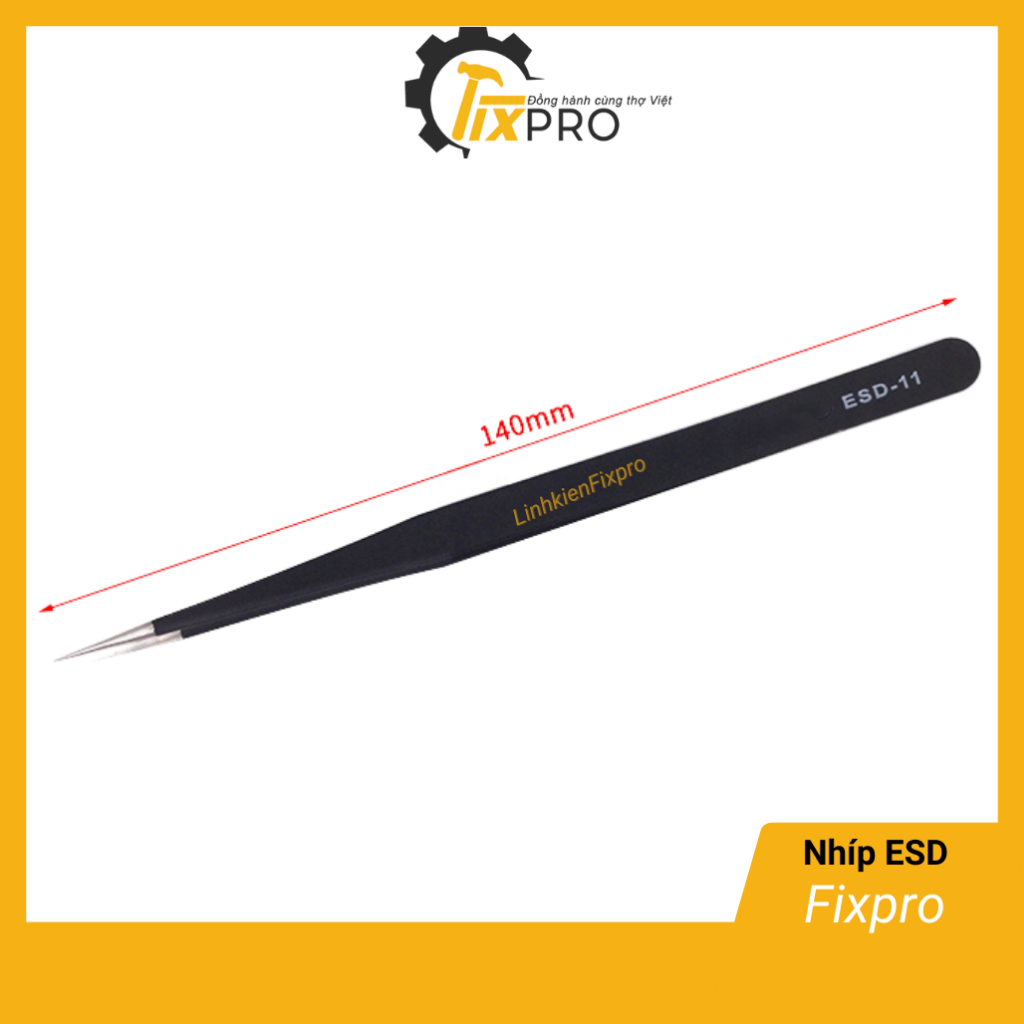 Nhíp gắp linh kiện nhọn ESD11 ESD-11 thép không gỉ màu đen chất lượng tốt