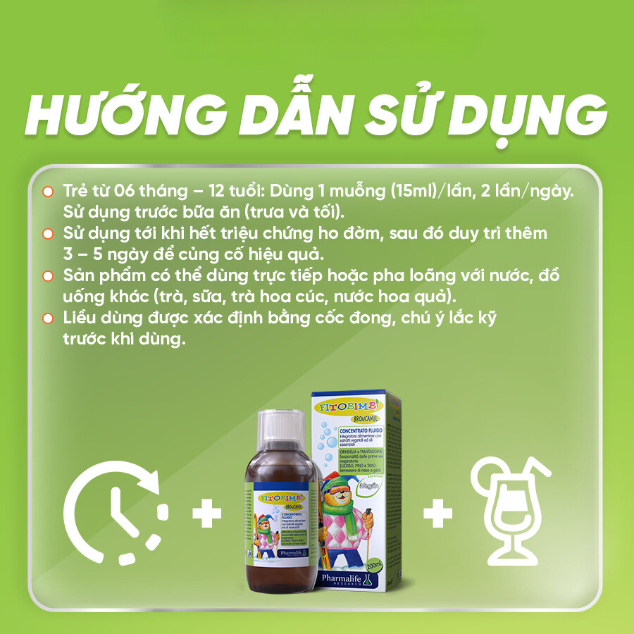 Siro Ho FITOBIMBI BRONCAMIL Hỗ Trợ Giảm Ho Đờm Cho Trẻ Chai 200ml