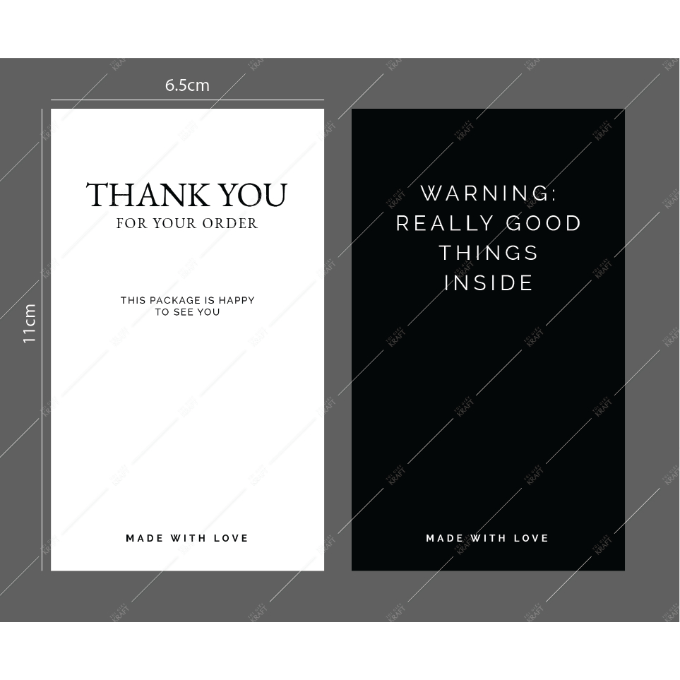 Decal tem dán hộp, tem niêm phong dán hộp, tem dán thank you 6 x 11.5cm