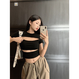 Áo bozip tay ngắn croptop khoét ngực khoét bụng siêu sexy