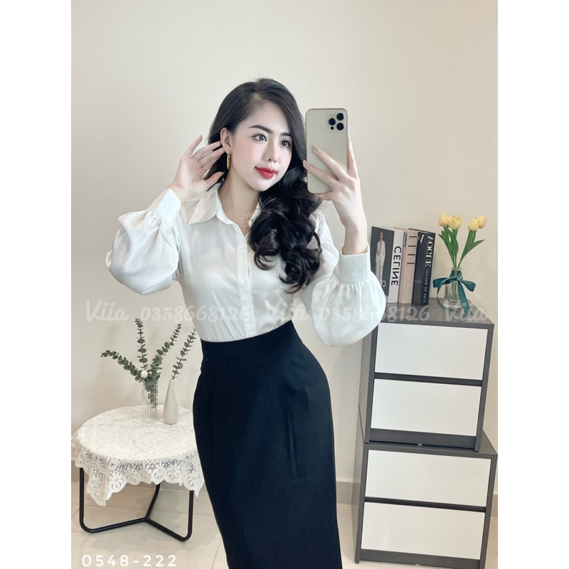 Sơ mi Lụa Ngọc Trai Tay bồng AN0548 VIIA DESIGN