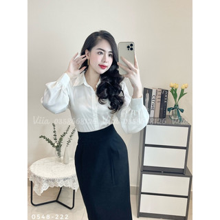 Sơ mi lụa ngọc trai tay bồng an0548 viia design