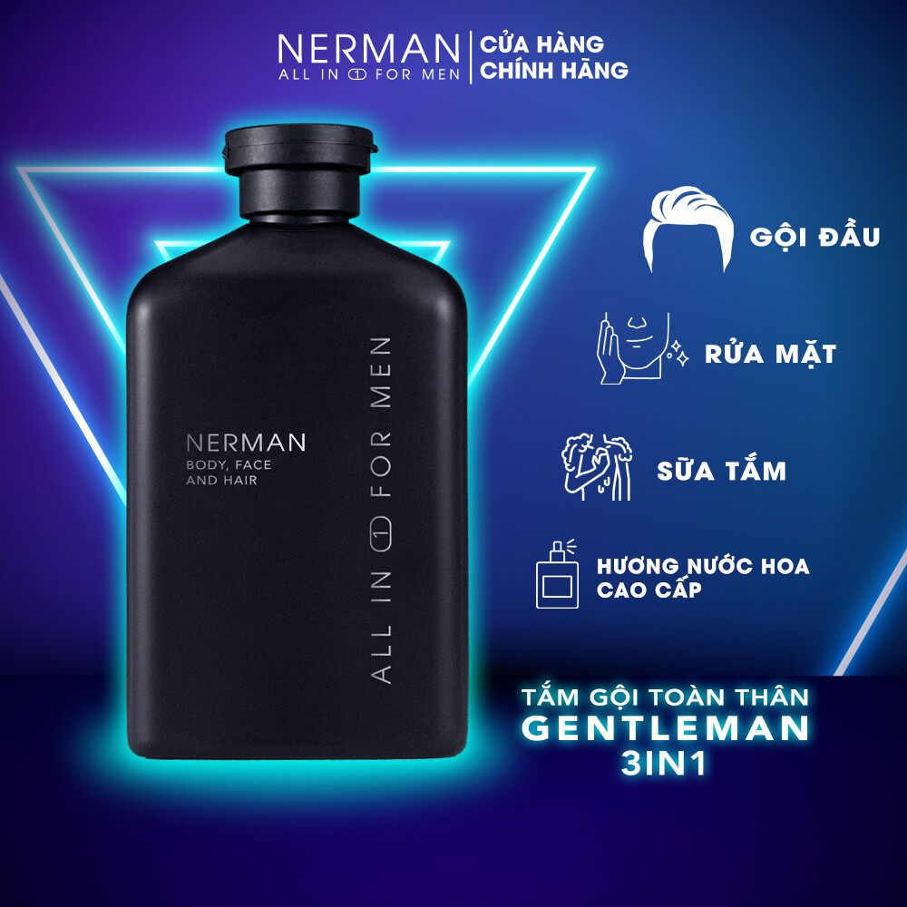 NERMAN - Sữa Tắm Gội Nerman Gentleman 3 Trong 1 - Hương Nước Hoa Pháp Cao Cấp 350ml - Hàng Chính Hãng
