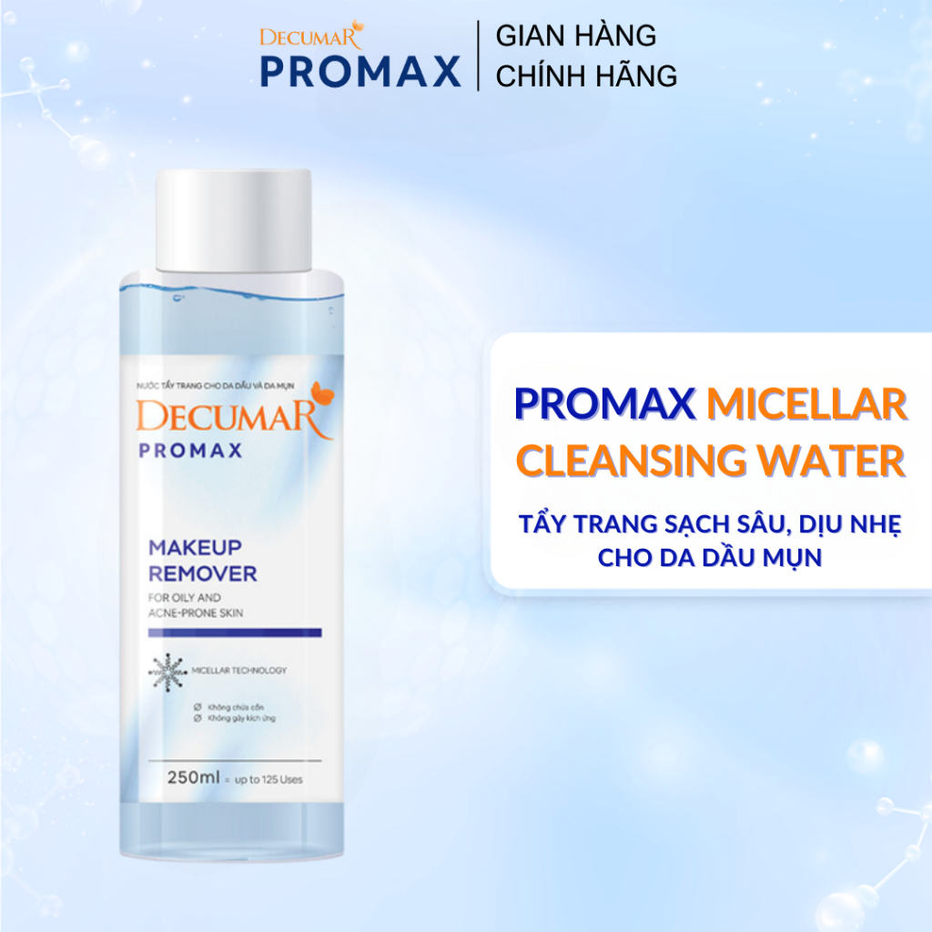 Nước tẩy trang Promax Micellar Cleansing Water sạch sâu & dịu nhẹ cho da dầu mụn 250ml