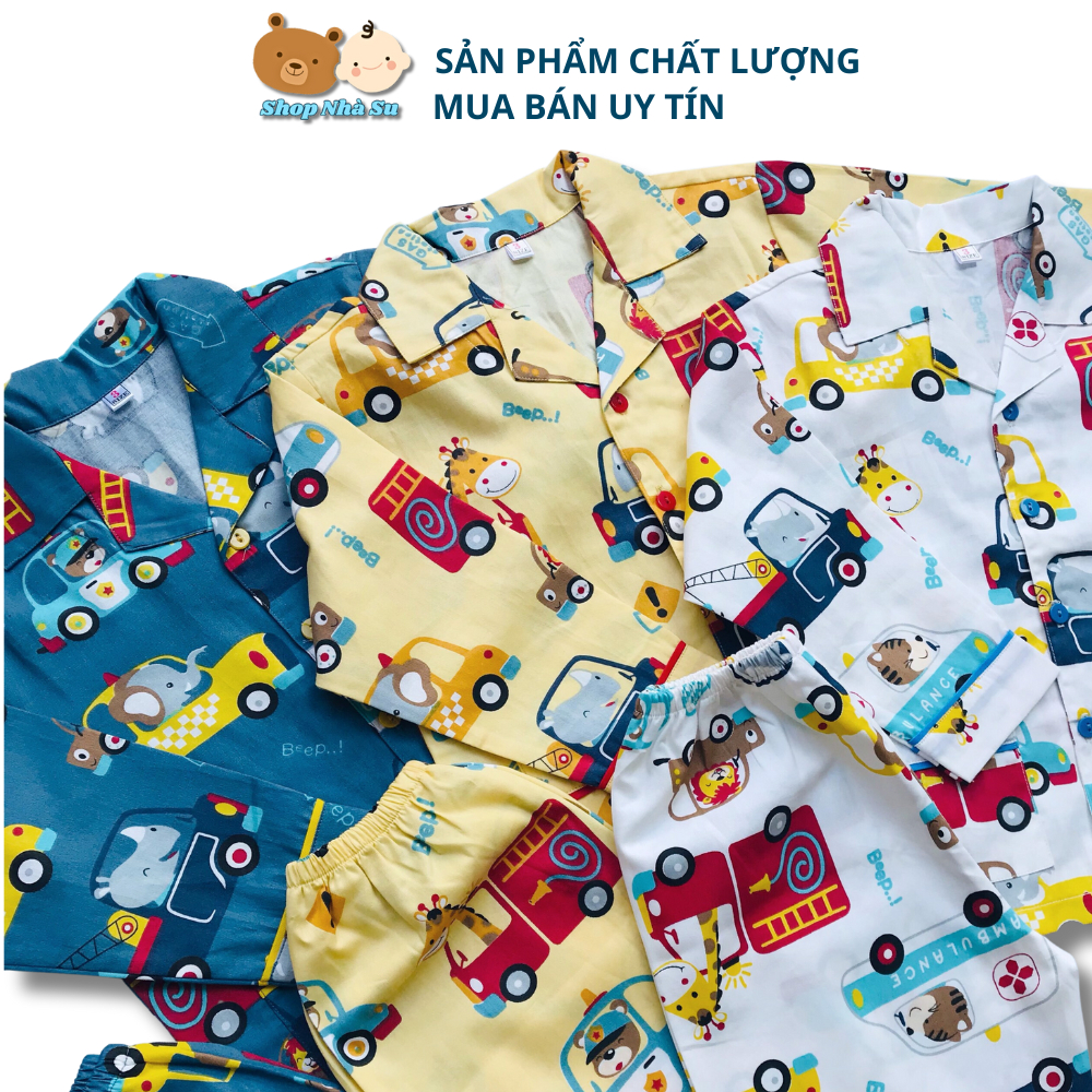 Bộ ngủ Pijama dài cho bé chất liệu vải Thô mịn đẹp hút mồ hôi thoáng mát size bé 1-y9 tuổi 10-50kg nhiều mẫu