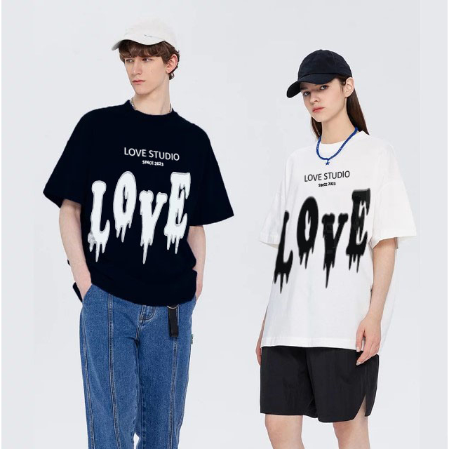 Set đồ đôi mặc cùng người yêu nam nữ unisex fom rộng cổ tròn oversize cotton thun couple L66 Boy Girl AS134