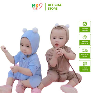 Bộ Body Dài Tay Cho Bé, Bộ Quần Áo Mk Kid Có Mũ Siêu Dễ Thương, Chất Thun Lạnh Cao Cấp Siêu Mềm Mịn Mát