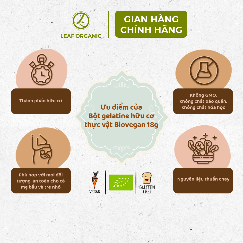 Bột Gelatine hữu cơ thực vật BioVegan 18g