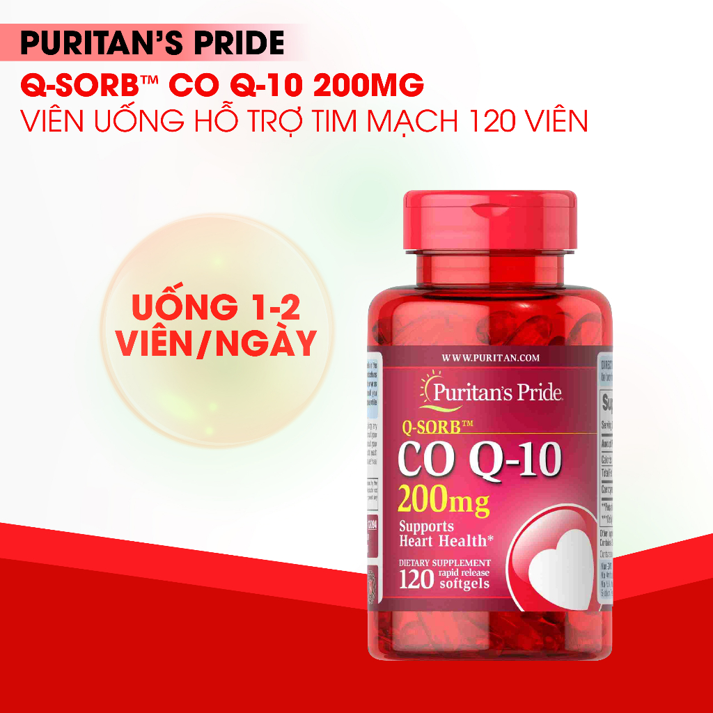 Hỗ trợ tim mạch CoQ10120mg Puritan's Pride 120 viên giảm nguy cơ tai biến, điều hòa huyết áp