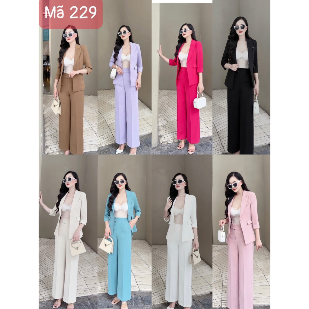 Set Vest Suông Dáng Dài Công Sở Hàng Thiết Kế Cao Cấp