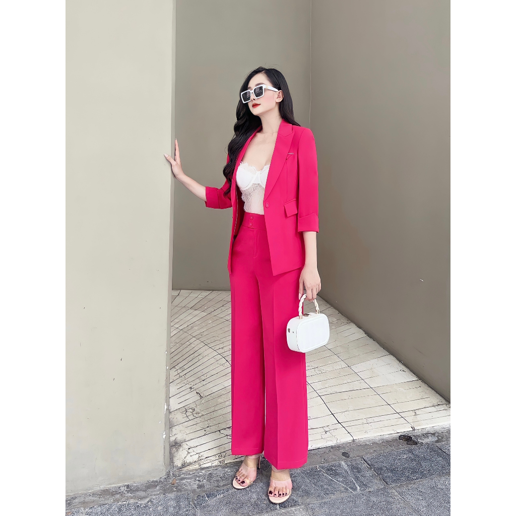 Set Vest Suông Dáng Dài Công Sở Hàng Thiết Kế Cao Cấp