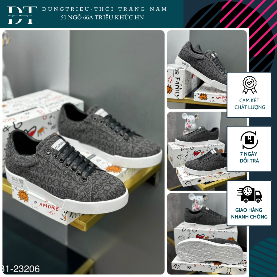 Giày D.G Nam Buộc Dây Phối Logo Chữ Siêu Đẹp - Giày D.G Nam Đúc Họa Tiết Đế Siêu Hot