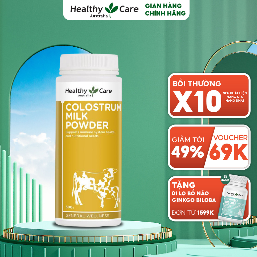 Healthy Care Colostrum Milk Powder Sữa bò non 300g của Úc