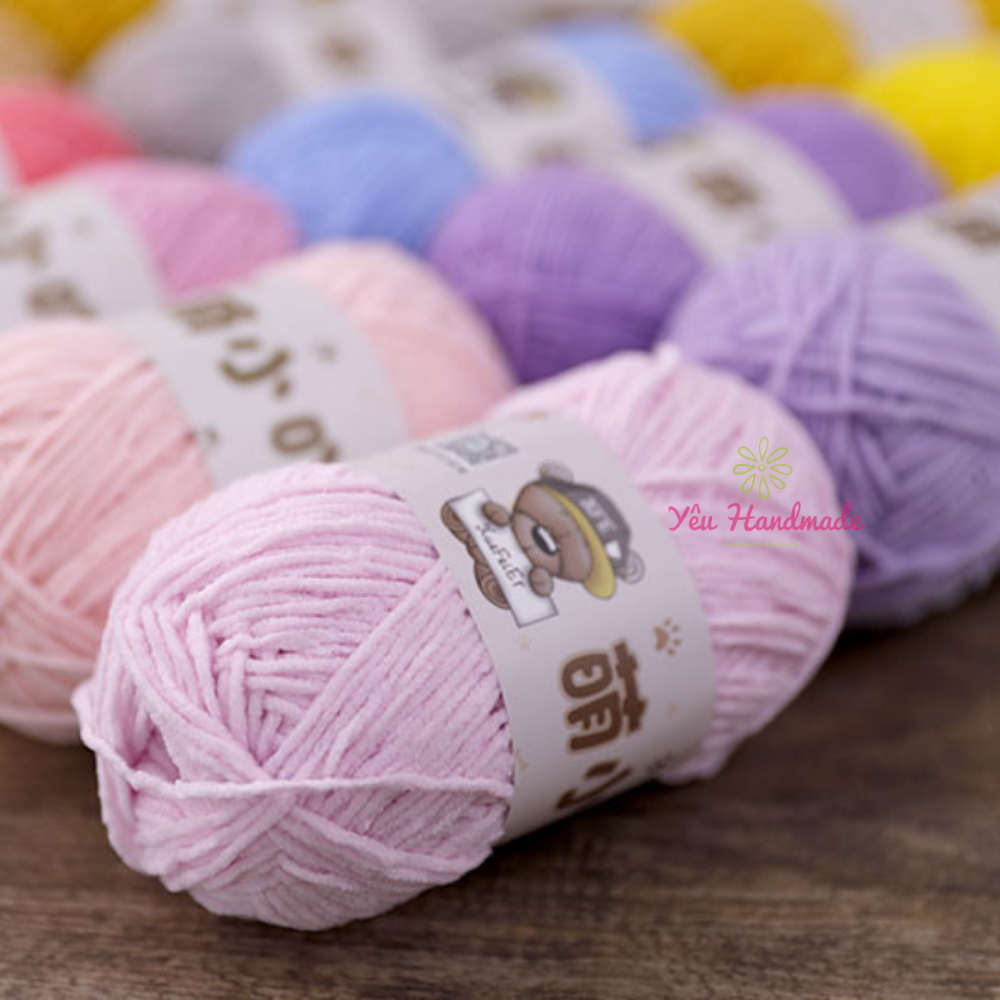 Len nhung baby gấu 50gram Xuefeier móc thú len siêu yêu