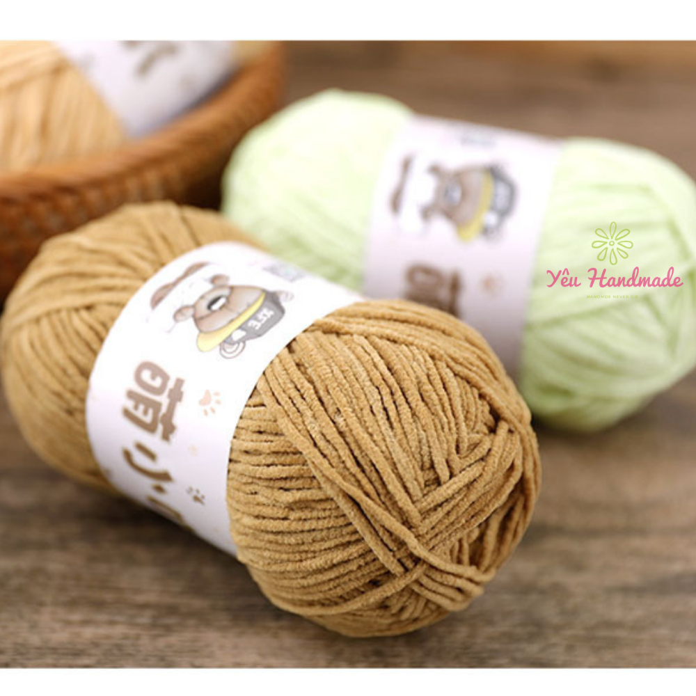 Len nhung baby gấu 50gram Xuefeier móc thú len siêu yêu