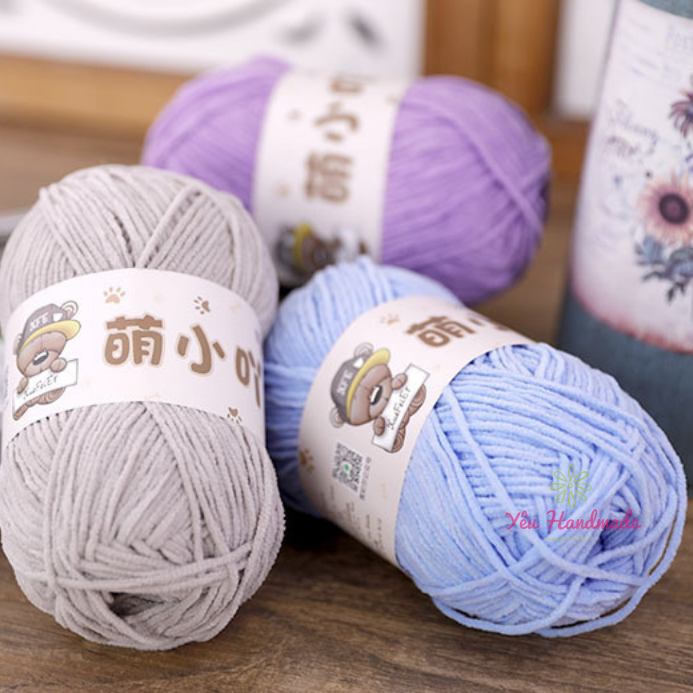 Len nhung baby gấu 50gram Xuefeier móc thú len siêu yêu