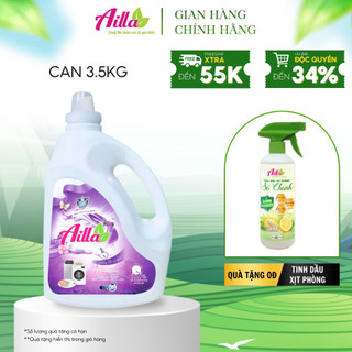 Nước Giặt Xả Kháng Khuẩn Ailla 3.5KG, Đánh Bay Vết Bẩn, An Toàn, Dịu Nhẹ Với Làn Da (Tặng Xịt Phòng Ailla)