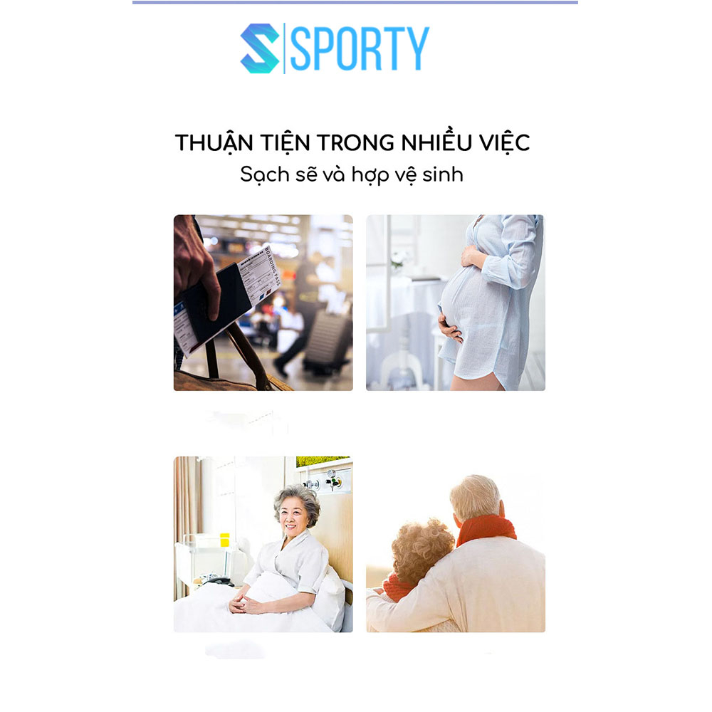 Miếng giấy lót toilet tự phân hủy SPORTY, miếng lót bồn cầu chống thấm nước, dính chắc chắn, nhỏ gọn, tiện dụng.