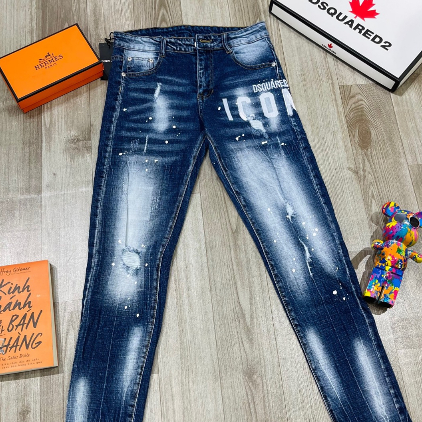 Quần Jean Nam DSQ Icon + DSQ Lá Phong Cao Cấp Chất Jean Co Dãn - Thời Trang Nam Cao Cấp