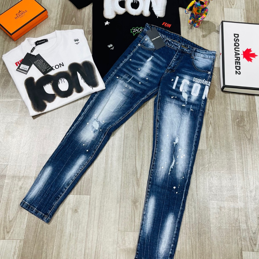 Quần Jean Nam DSQ Icon + DSQ Lá Phong Cao Cấp Chất Jean Co Dãn - Thời Trang Nam Cao Cấp