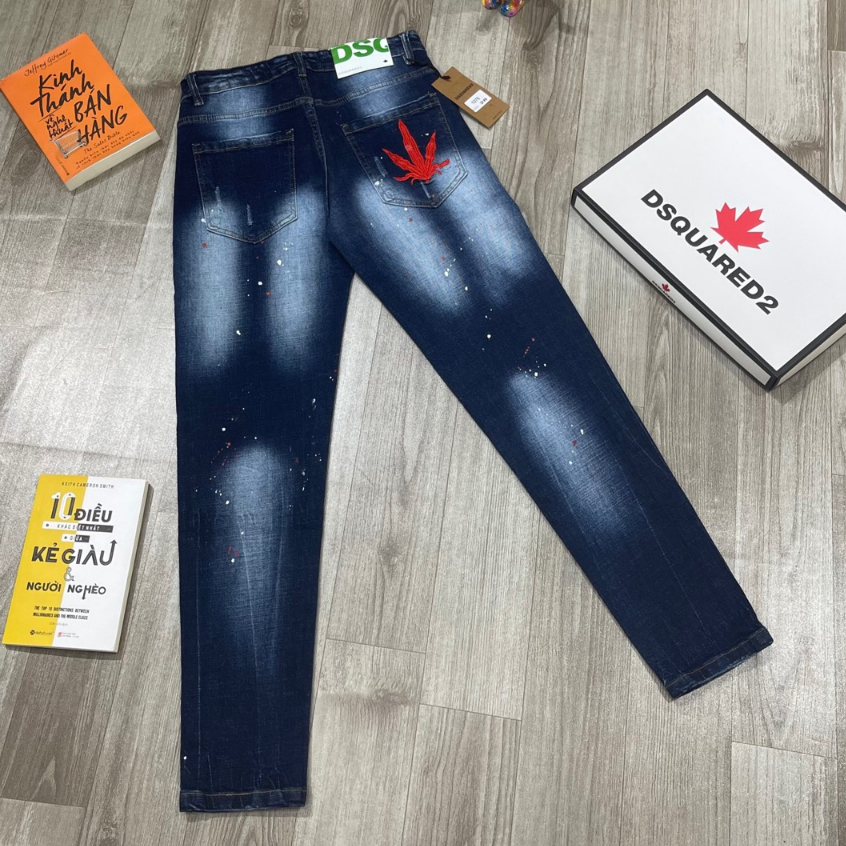 Quần Jean Nam DSQ Icon + DSQ Lá Phong Cao Cấp Chất Jean Co Dãn - Thời Trang Nam Cao Cấp