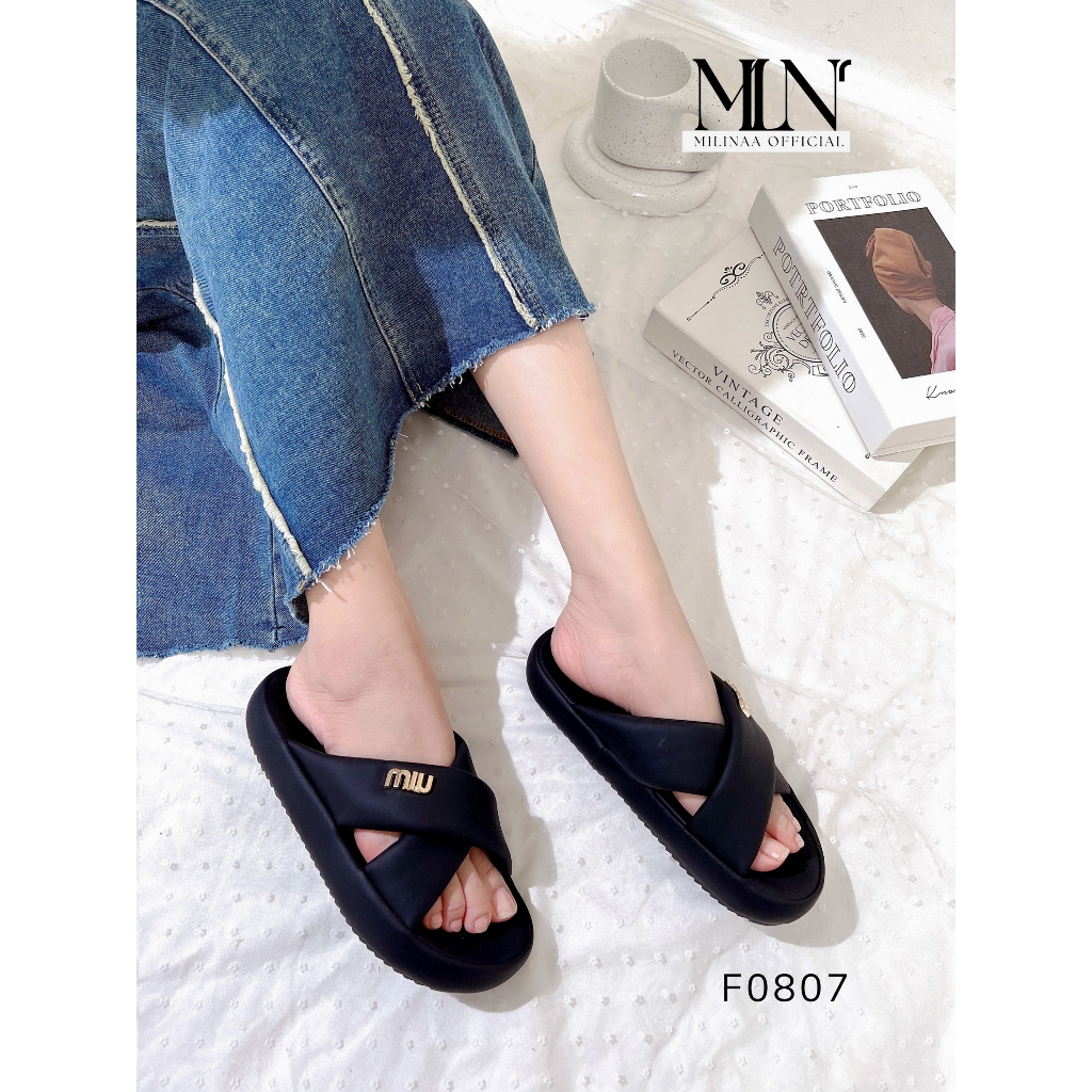 DÉP NỮ ĐẾ BÁNH MÌ 2P HAI QUAI CHÉO MIU F0807