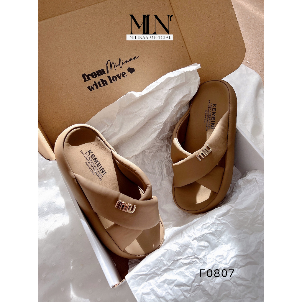 DÉP NỮ ĐẾ BÁNH MÌ 2P HAI QUAI CHÉO MIU F0807