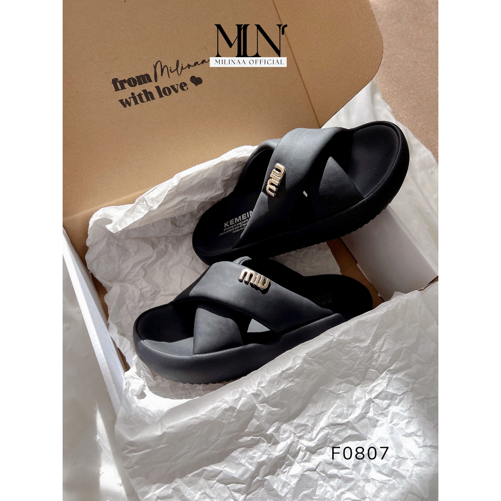 DÉP NỮ ĐẾ BÁNH MÌ 2P HAI QUAI CHÉO MIU F0807