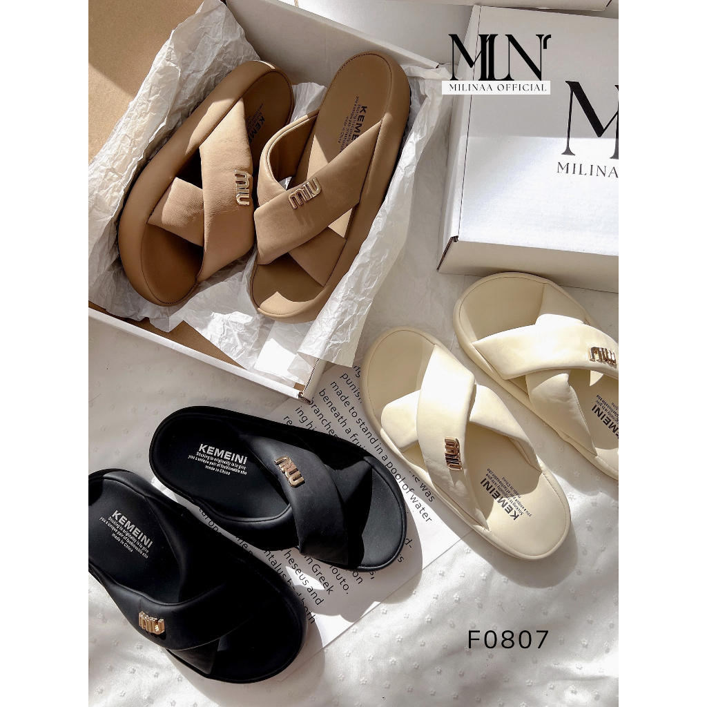 DÉP NỮ ĐẾ BÁNH MÌ 2P HAI QUAI CHÉO MIU F0807