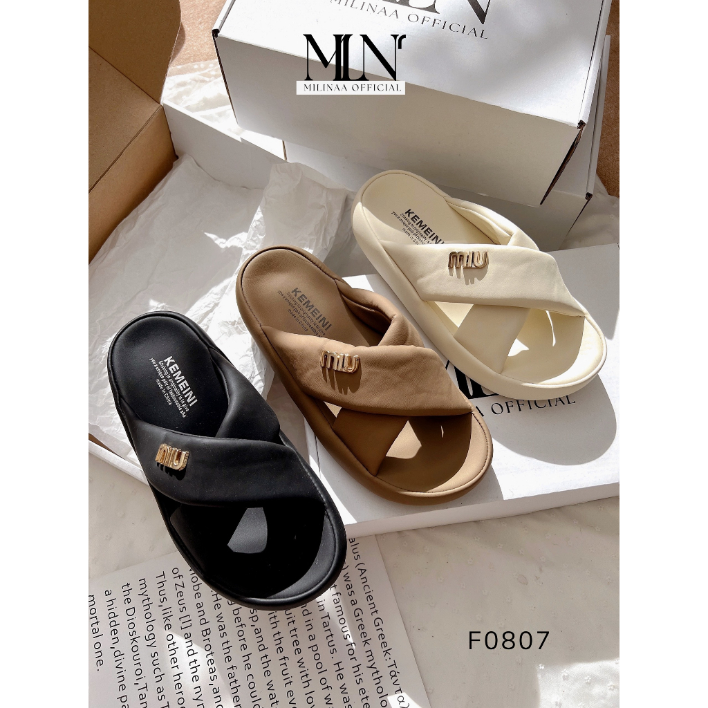 DÉP NỮ ĐẾ BÁNH MÌ 2P HAI QUAI CHÉO MIU F0807