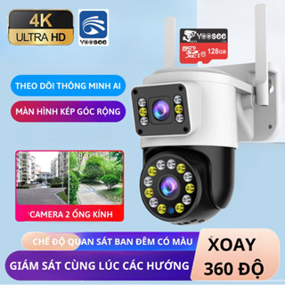 Camera yoosee 2 MẮT XEM 2 MÀN HÌNH cùng lúc xoay 360 độ, xem đêm có màu, hỗ trợ đàm thoại 2 chiều