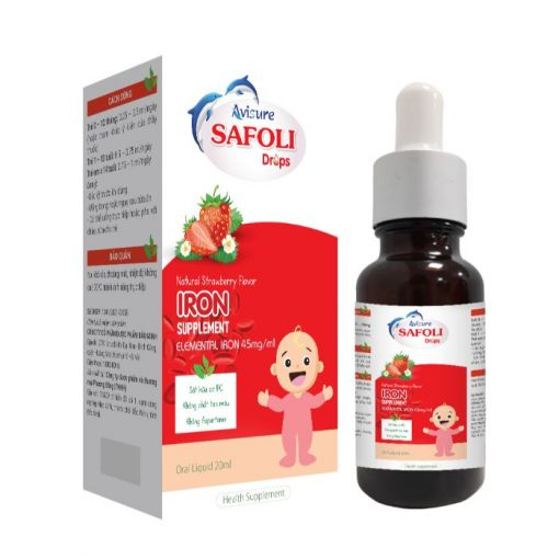 Sắt cho bé Avisure Safoli Drop sắt hữu cơ nhỏ giọt cho bé lọ 20ml cho bé thiếu máu do thiếu sắt