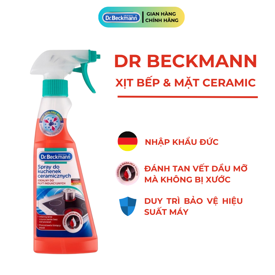 Xịt vệ sinh nhà bếp, Bếp từ và bề mặt Ceramic Dr.Beckmann 250ml nhập khẩu