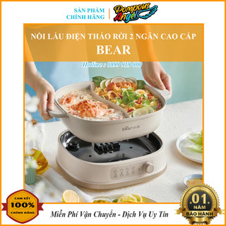 [Sẵn+Chính hãngBH] Nồi lẩu nướng điện uyên ương chống dính BEAR DHG-C60D1/SB-NL60U dung tích 6L tháo rời