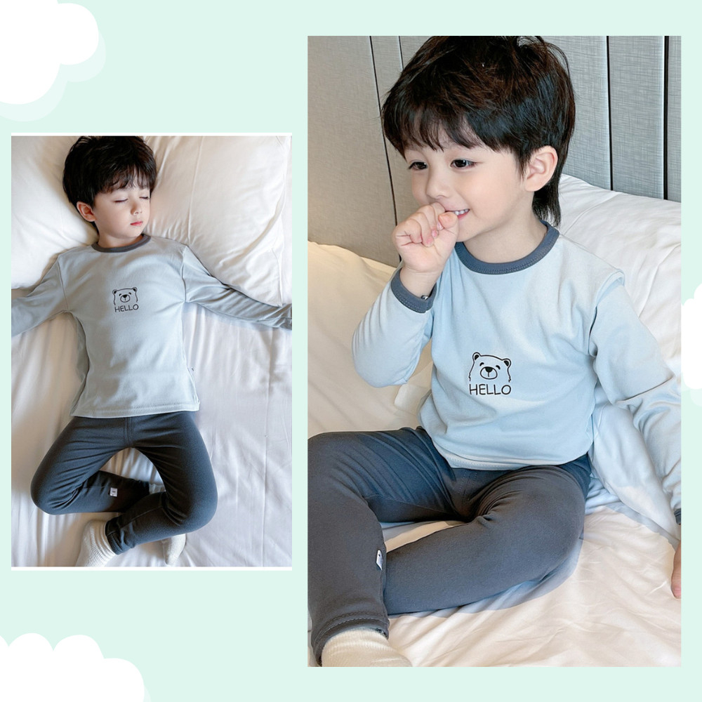 Bộ Nỉ Cotton Mềm Mịn Dài Tay Thu Đông Cho Bé Trai/ Bé Gái BN-12