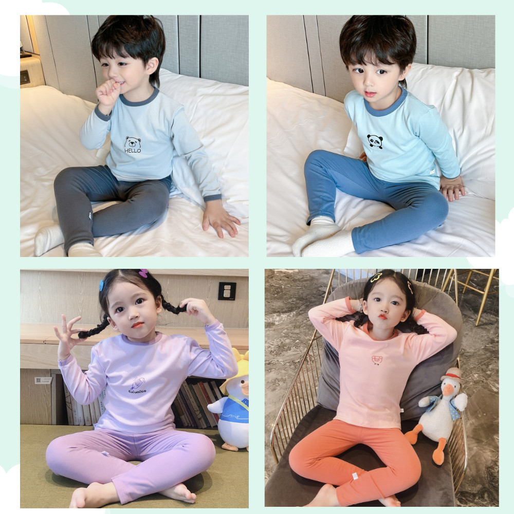 Bộ Nỉ Cotton Mềm Mịn Dài Tay Thu Đông Cho Bé Trai/ Bé Gái BN-12