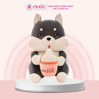 Thú bông Chó Husky ôm bình sữa bông cao cấp - NHÓC