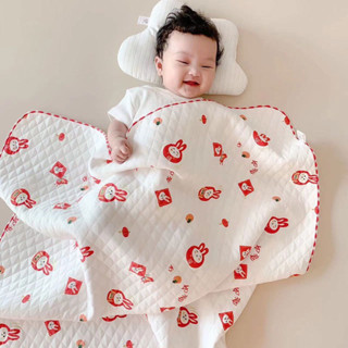 Chăn, choàng ủ, chăn quấn bé mùa hè chất cotton  trần bông dệt kim  bo viền thoáng mát, mịn, nhẹ size 85x85cm