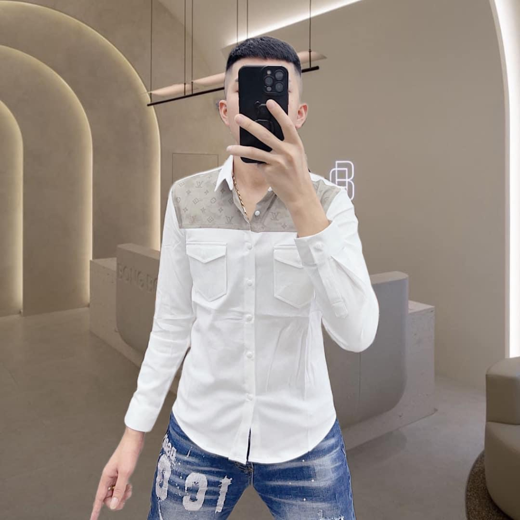 Áo Sơ Mi Nam Dài Tay Phối Màu Trắng Đen Vải Mịn Thoáng Mát Đẹp Form Hàn Quốc
