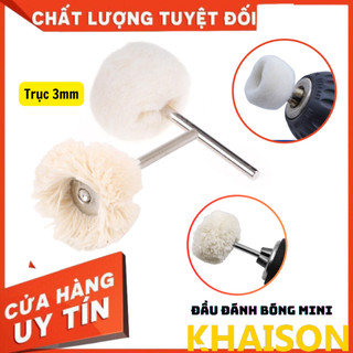 Đầu sợi len, lông cừu dụng cụ đánh bóng mini cán 3mm dùng cho máy khoan tay, máy mài khuôn