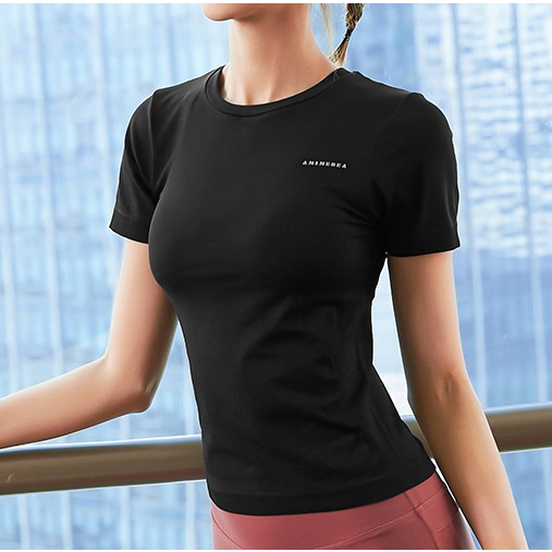 Áo cộc tay gyn yoga nữ AMIMEDEA chất liệu mềm mịn thoáng mát