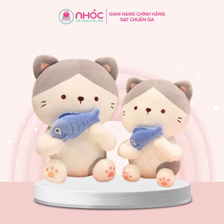 Thú bông Mèo ôm cá lông mịn ngồi - NHÓC