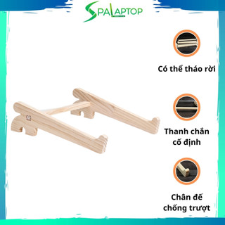 Giá đỡ laptop gỗ tự nhiên 1 tầng siêu chắc có thanh chốt cố định - Spa Laptop