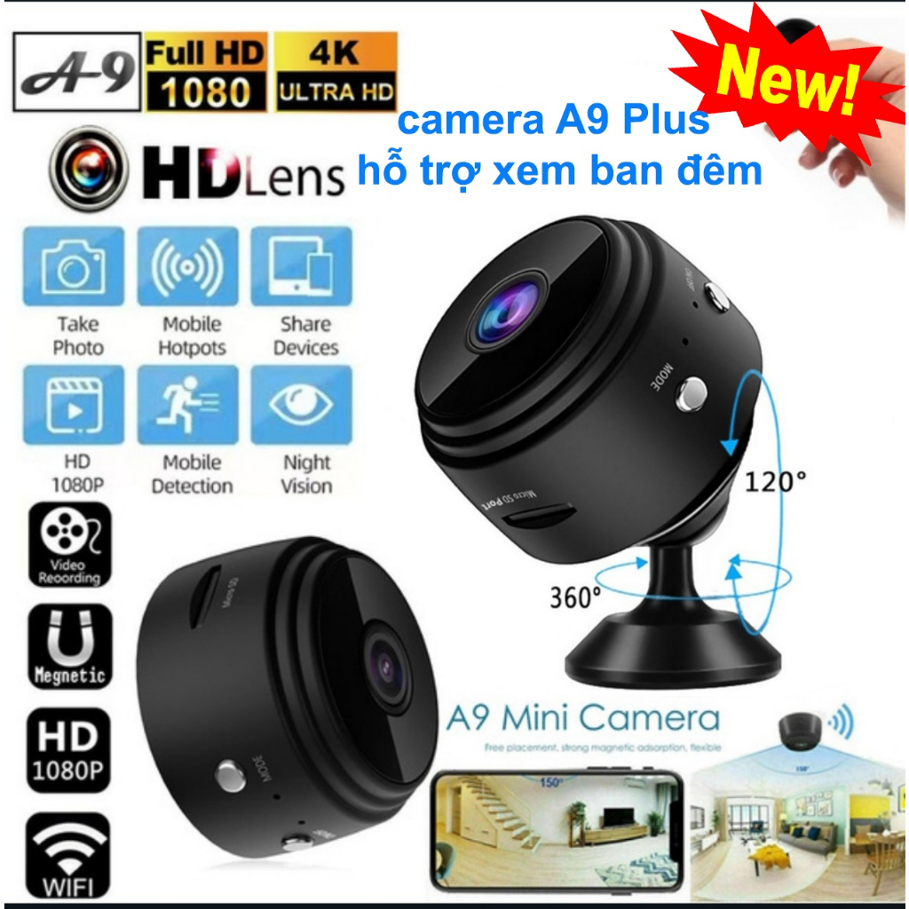 Camera Wifi Không Dây A9, Camera Giám Sát Chống Trộm Độ Phân Giải 1080, Kết Nối Wifi Không Cần Đi Dây HOT NEW | BigBuy360 - bigbuy360.vn