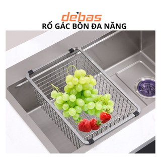 Rổ gác bồn rửa bát inox 304 khay đa năng để chậu rửa rổ kệ inox đa năng chính hãng Debas