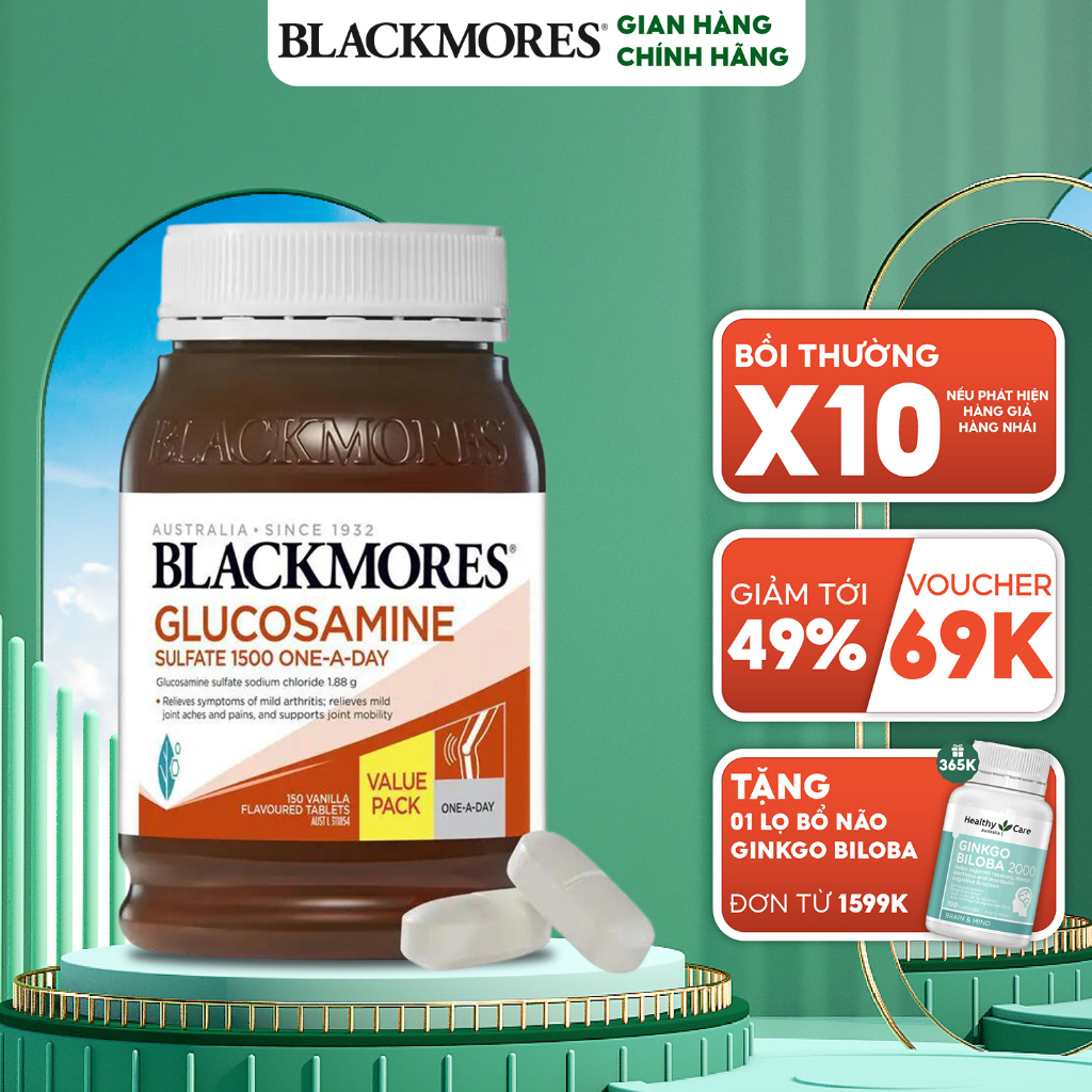 Blackmores Glucosamine Sulfate 1500 One-A-Day, Viên uống bổ xương khớp 150 viên